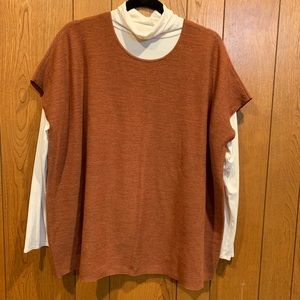 Rust 100% Merino wool tunic/T-shirt Eileen Fisher
